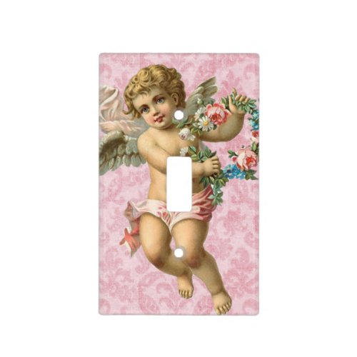 Shabby Chic Pink Angel Flowers  Switch Plate