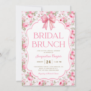 Shabby Chic Pink Bow Bridal Brunch Invitation