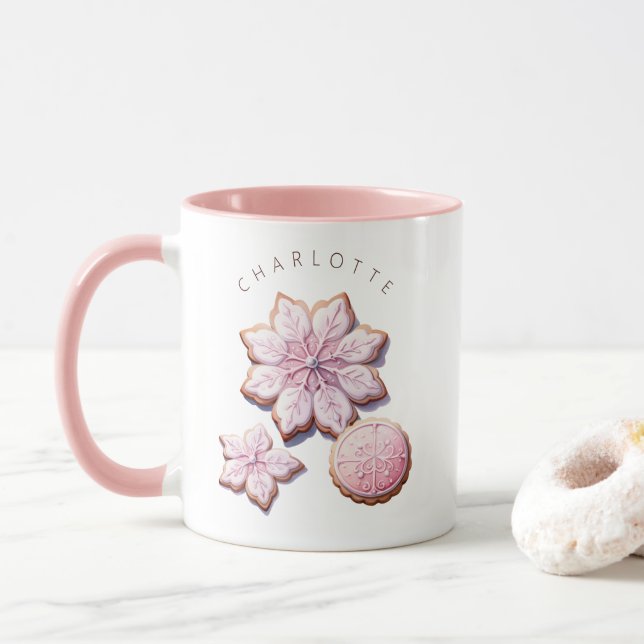Shabby Chic Pink Christmas Hot Chocolate Mug (With Donut)