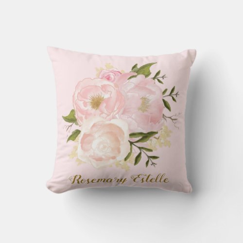 Shabby Chic Pink Floral Baby Girl Nursery Decor Throw Pillow