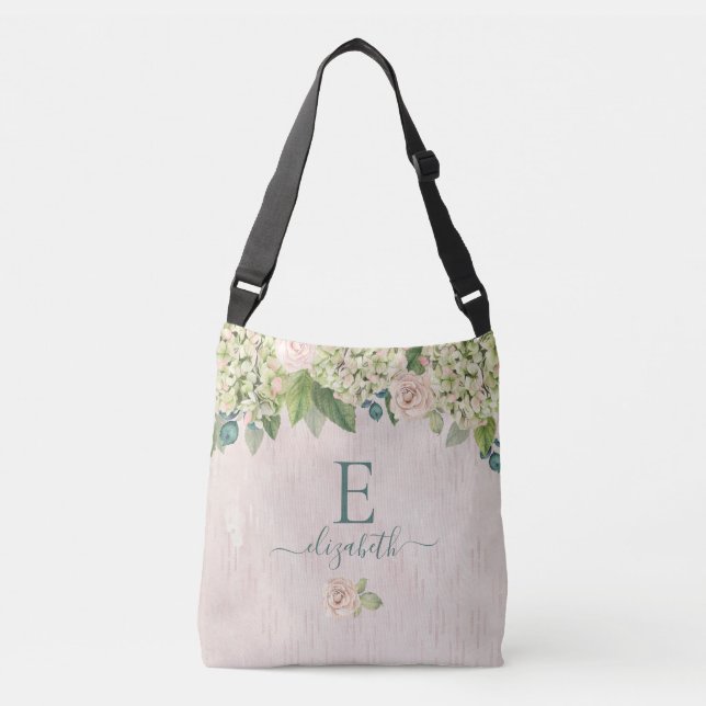 Shabby Chic Pink Floral Crossbody Bag (Front)