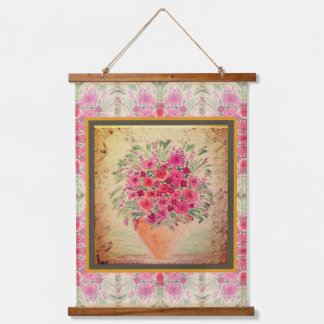 Shabby Chic Pink Floral Hanging Tapestry