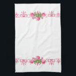 Shabby Chic Pink Floral Kitchen Towel<br><div class="desc">Pretty pink rose with delicate stencil border on a country-inspired kitchen towel.</div>