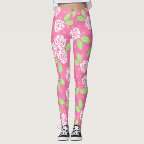 Shabby Chic Pink Floral Leggings