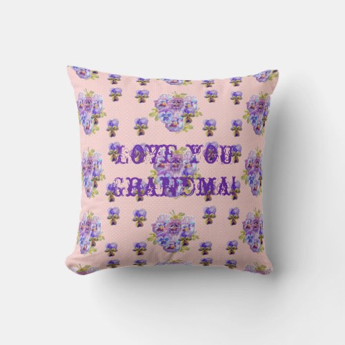 Shabby Chic Pink Floral Love You Grandma Cushion