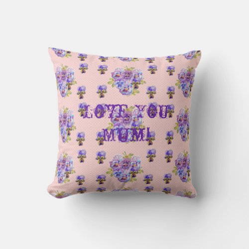 Shabby Chic Pink Floral Love You Mom Cushion