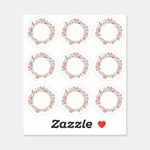 Shabby Chic Pink Floral Roses Wreath Planner Sheet Sticker