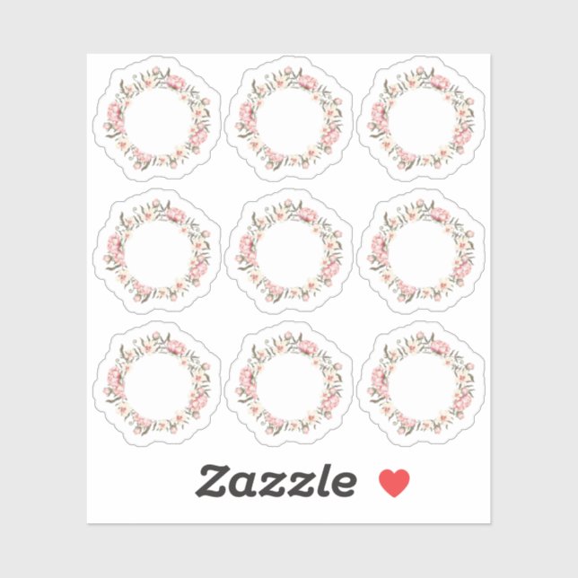 Shabby Chic Pink Floral Roses Wreath Planner Sheet Sticker (Sheet)