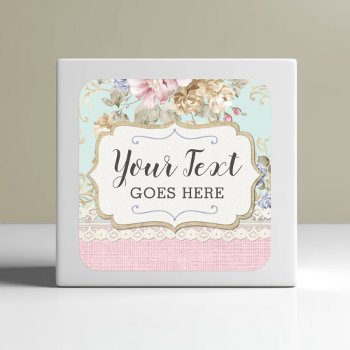 Shabby Chic Pink Floral Vintage Farmhouse Boutique Square Sticker by CyanSkyDesign at Zazzle
