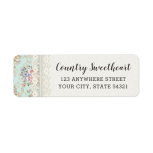 Shabby Chic Pink Floral Vintage Return Address Label