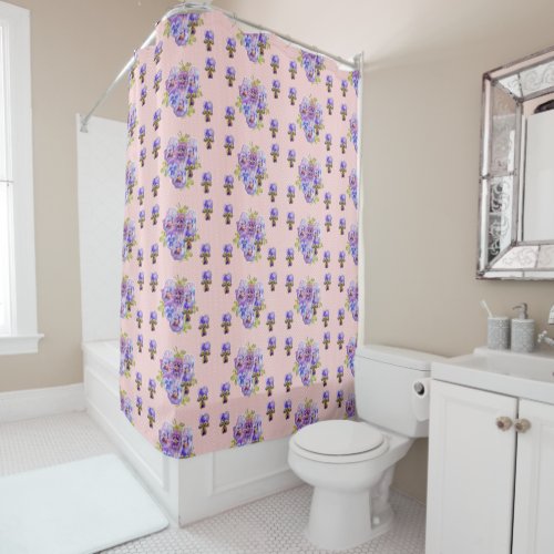 Shabby Chic Pink flowers floral Shower Curtain