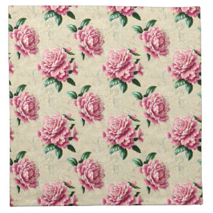 Shabby Chic Pink Gardenias Cloth Napkin