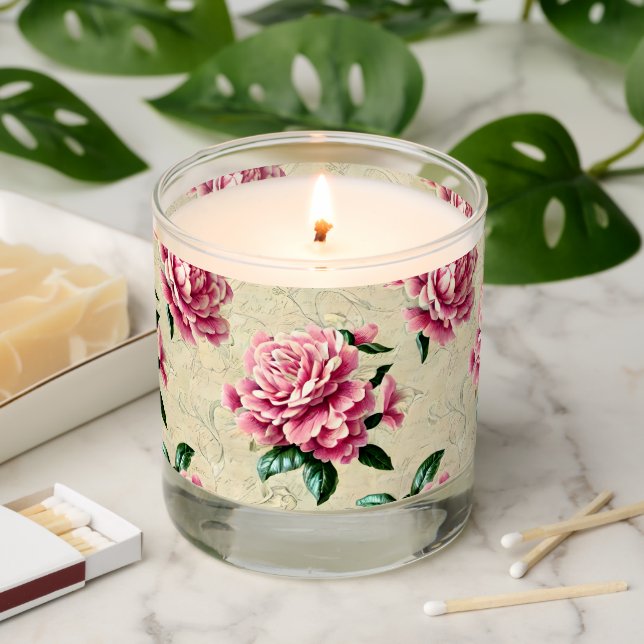 Shabby Chic Pink Gardenias Scented Candle (Lit)