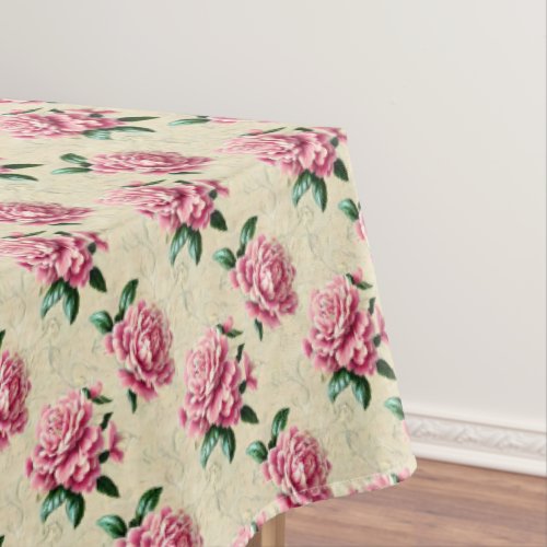 Shabby Chic Pink Gardenias Tablecloth
