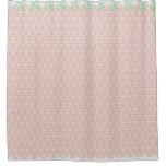 Shabby Chic Pink &amp; Green Damask w Bows &amp; Lace Shower Curtain