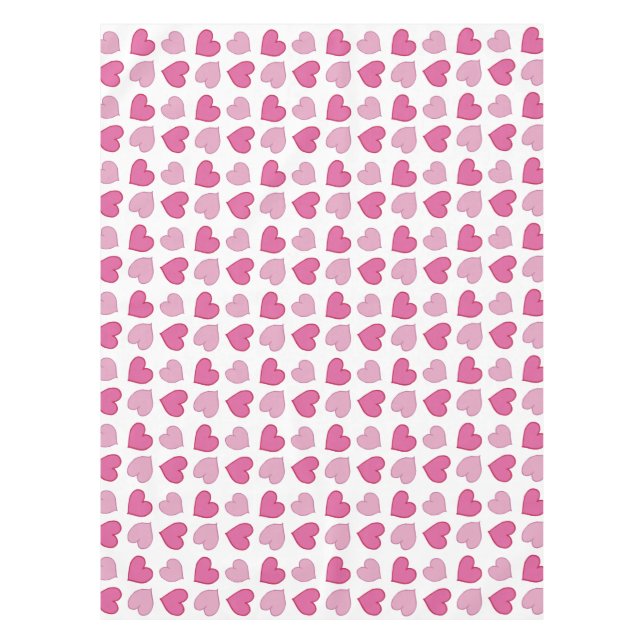 Shabby Chic Pink Hearts Table Cloth (Front)