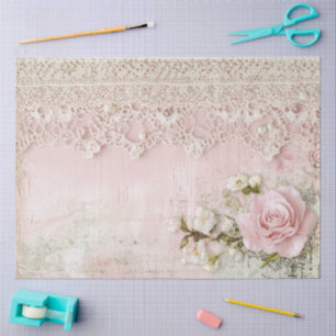 Shabby Chic Pink Lace Tissue Paper