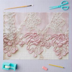 Shabby Chic Pink Lace Tissue Paper