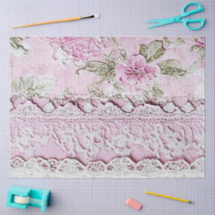 Shabby Chic Pink Lace Tissue Paper