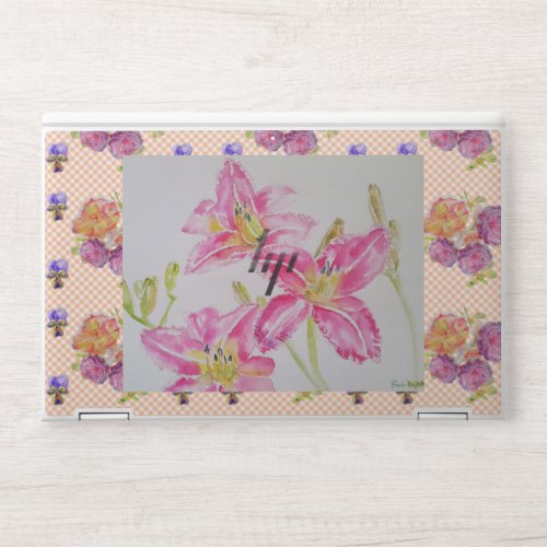 Shabby Chic pink Lily Floral Flowers Laptop Skin