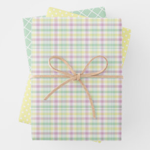 Shabby Chic Pink Mint Green Stripes Pattern Wrapping Paper Sheets
