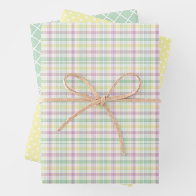 Shabby Chic Pink Mint Green Stripes Pattern Wrapping Paper Sheets (In situ)
