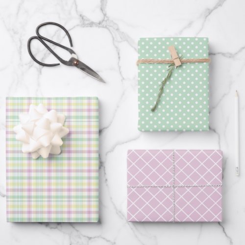 Shabby Chic Pink Mint Green Stripes Pattern Wrapping Paper Sheets