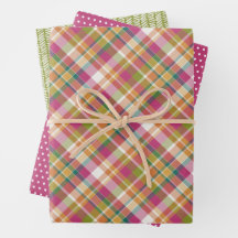 Shabby Chic Pink Orange Teal Green White Gingham