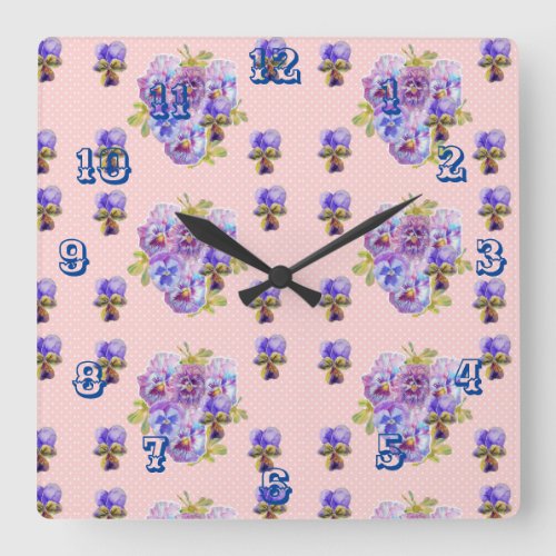 Shabby Chic Pink Pansies Pansy Floral Art Clock