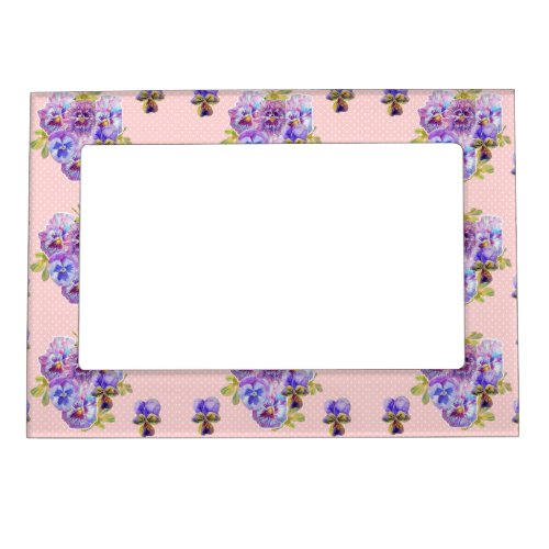 Shabby Chic Pink Pansy Floral Magnetic Frame