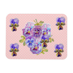 Shabby Chic Pink Pansy Floral Pink Spot Magnet