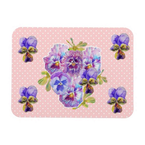 Shabby Chic Pink Pansy Floral Pink Spot Magnet