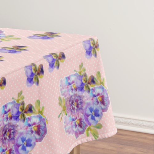 Shabby Chic Pink Pansy Floral Tablecloth