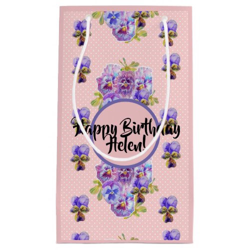 Shabby Chic Pink Pansy flowers Floral Gift Bag