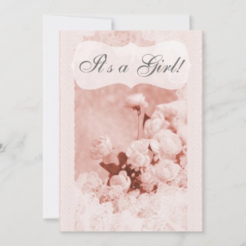 Shabby Chic Pink Peony Flowers Baby Shower Invitation