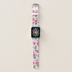 Shabby Chic Pink Rose Botanical Illustration Apple Watch Band