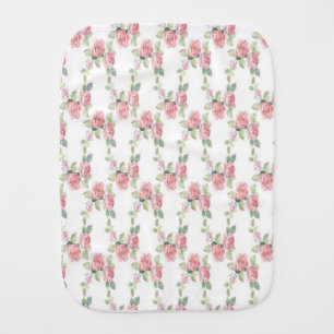 Shabby Chic Pink Rose Floral Baby Burp Cloth