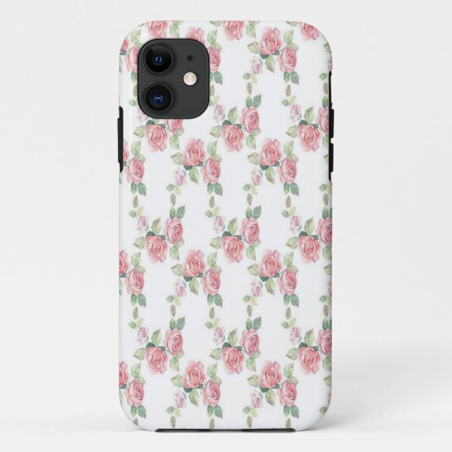 Shabby Chic Pink Rose Floral Case-Mate iPhone Case (Back)