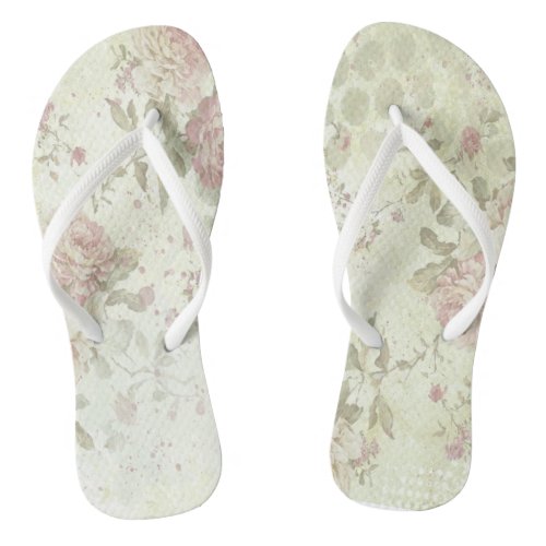 Shabby Chic Pink Rose Floral Flip Flops