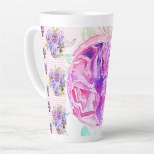 Shabby Chic Pink Rose Floral Flowers Spot Roses Latte Mug