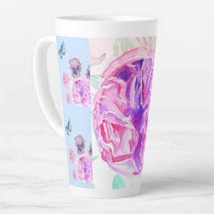 Shabby Chic Pink Rose Floral Flowers Spot Roses Latte Mug