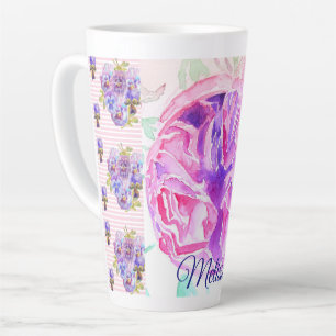 Shabby Chic Pink Rose Floral Flowers Spot Roses Latte Mug