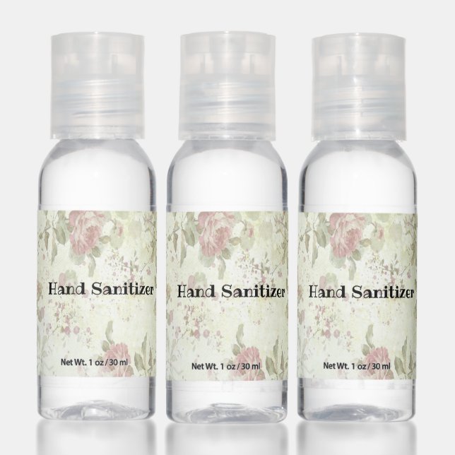 Shabby Chic Pink Rose Floral Hand Sanitizer (Set)