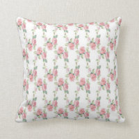 Shabby Chic Pink Rose Floral Throw Pillow