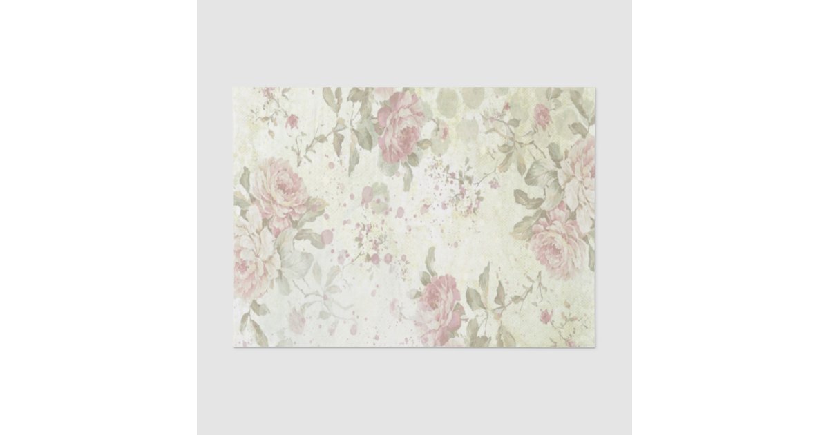 Shabby Chic Pink Rose Floral Tissue Paper | Zazzle