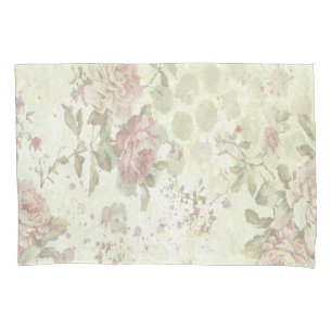 Shabby Chic Pink Rose Greenery Floral Cottage Core Pillow Case