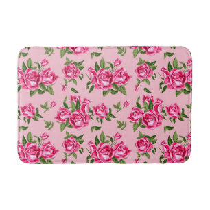 Shabby Chic Pink Rose Pattern Roses Bath Mat