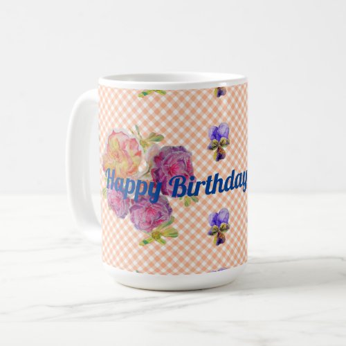 Shabby Chic Pink Rose Roses and Violets floral Mug