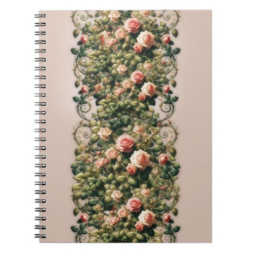 Shabby Chic Pink Rose Vines Floral Elegant Notebook