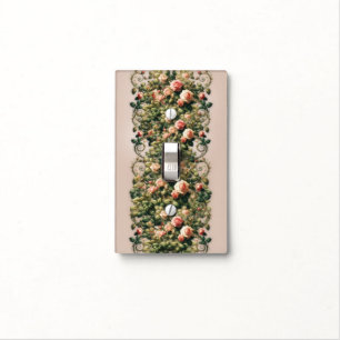 Shabby Chic Pink Rose Vines Floral Light Switch Cover